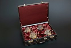 Набор подстаканников "Русский Лес" 4шт. в подарочном кейсе