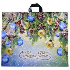 Пакет новогодний петлевая ручка Россия 71*55 см 90 мкм ПВД  Ёлка шоу 1 шт 200 шт/кор