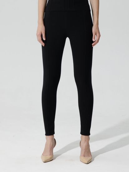 Женские брюки черного цвета с рельефными полосками из вискозы - фото 4