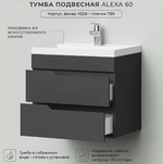 Комплект тумба Sky 60 (600х450х560) с раковиной Clarissa 60 Графит