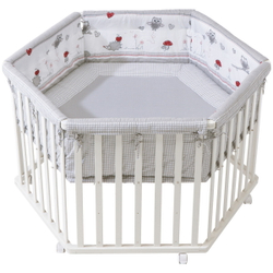 Детский манеж Roba шестиугольный с бампером Adam & Owl, белый