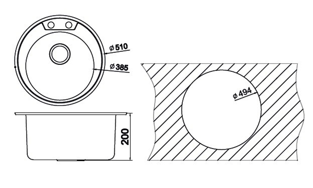 Кухонная мойка OULIN R 510 схема