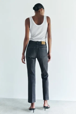 ZARA ДЖИНСЫ BOOTCUT CROPPED С ВЫСОКОЙ ПОСАДКОЙ — ZW COLLECTION, СЕРЫЙ