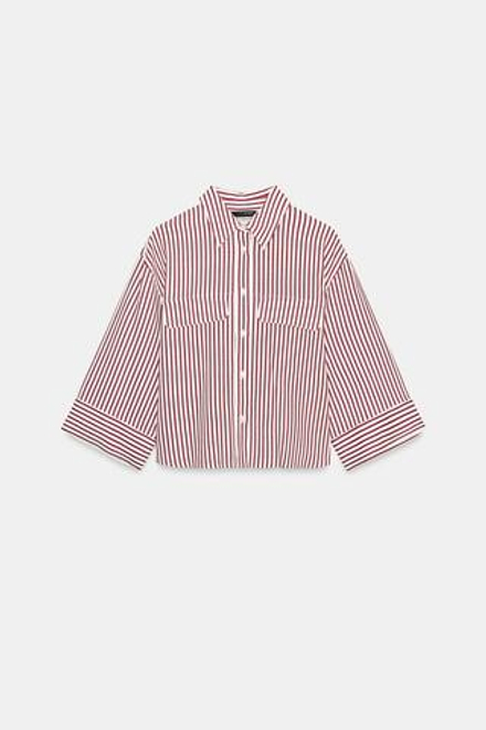 ZARA РУБАШКА В ПОЛОСКУ ИЗ ЛЬНА, ПОЛОСКИ