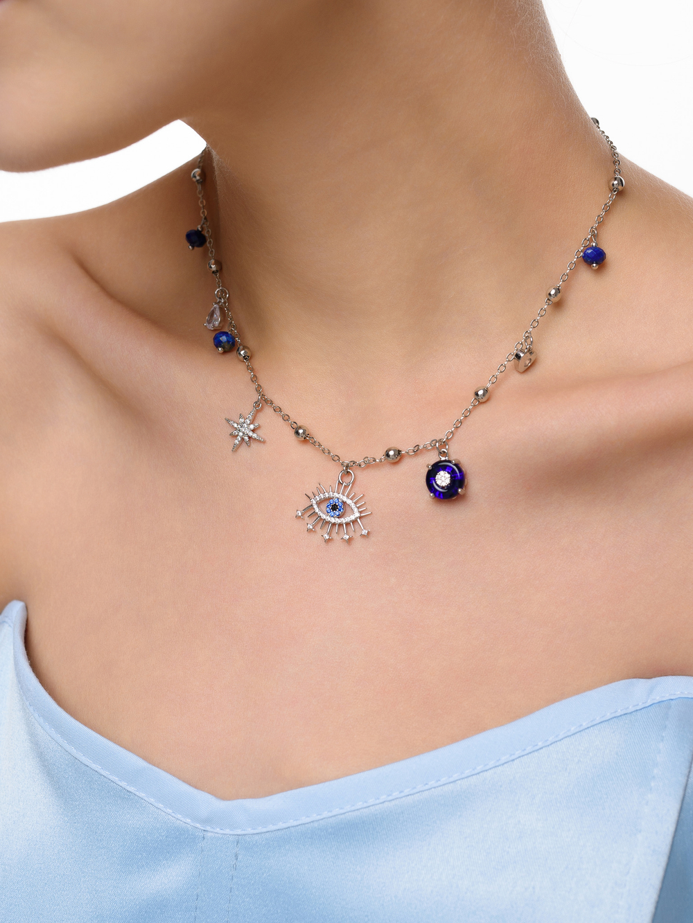 Чокер "Evil Eye Drop Blue"