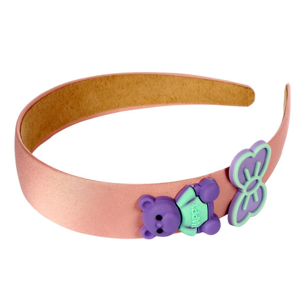 Ободок для волос "БАМБИ БУМ", бантик и мишка, розовый, лавандовый и голубой (JINRE TRAVEL)
