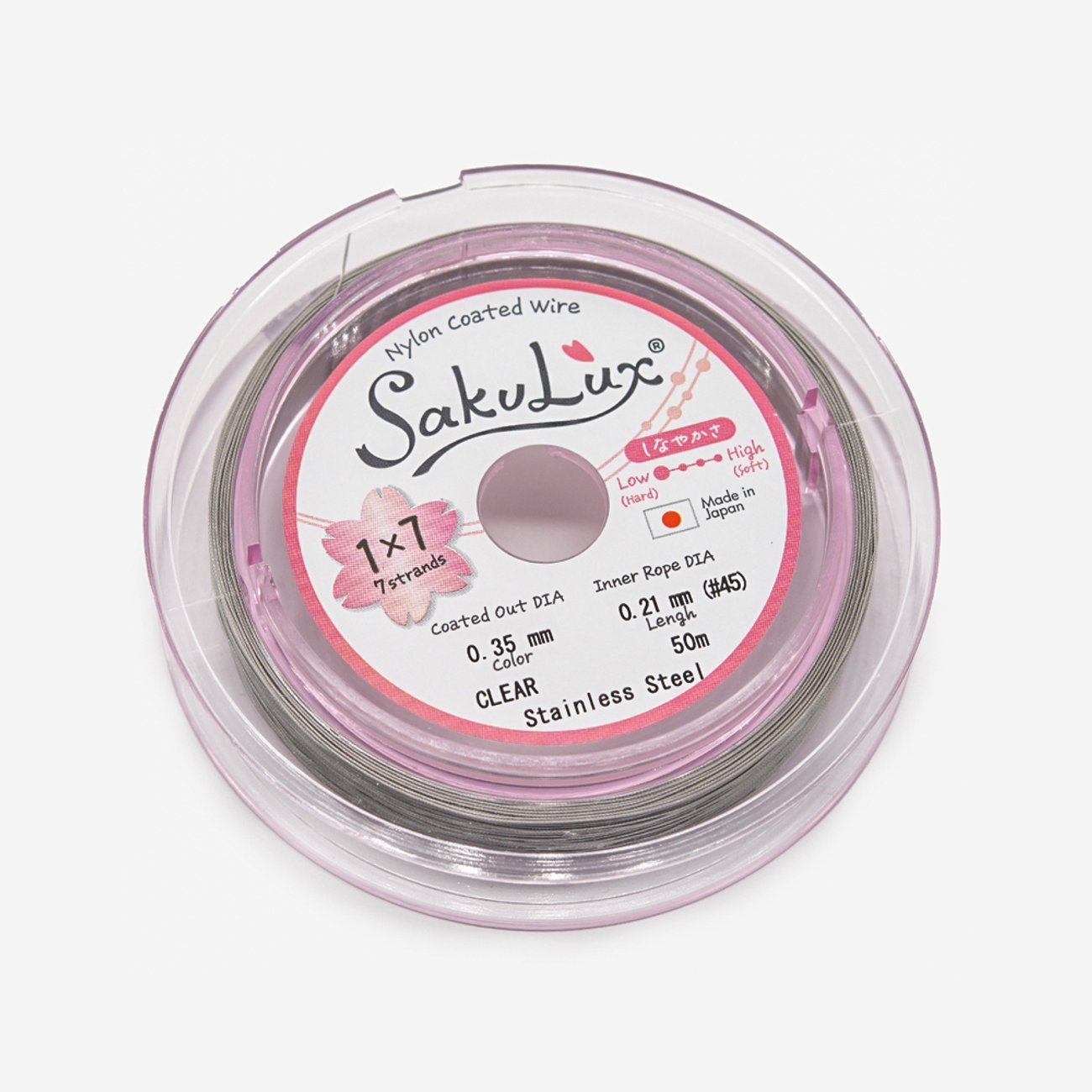 Японский ювелирный тросик SakuLux 7 диаметр 0,35мм, цвет "Сталь"