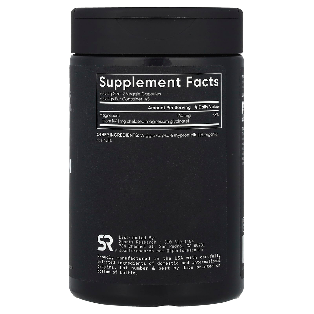 Sports Research, глицинат магния, 90 растительных капсул (80 мг в 1 капсуле)
