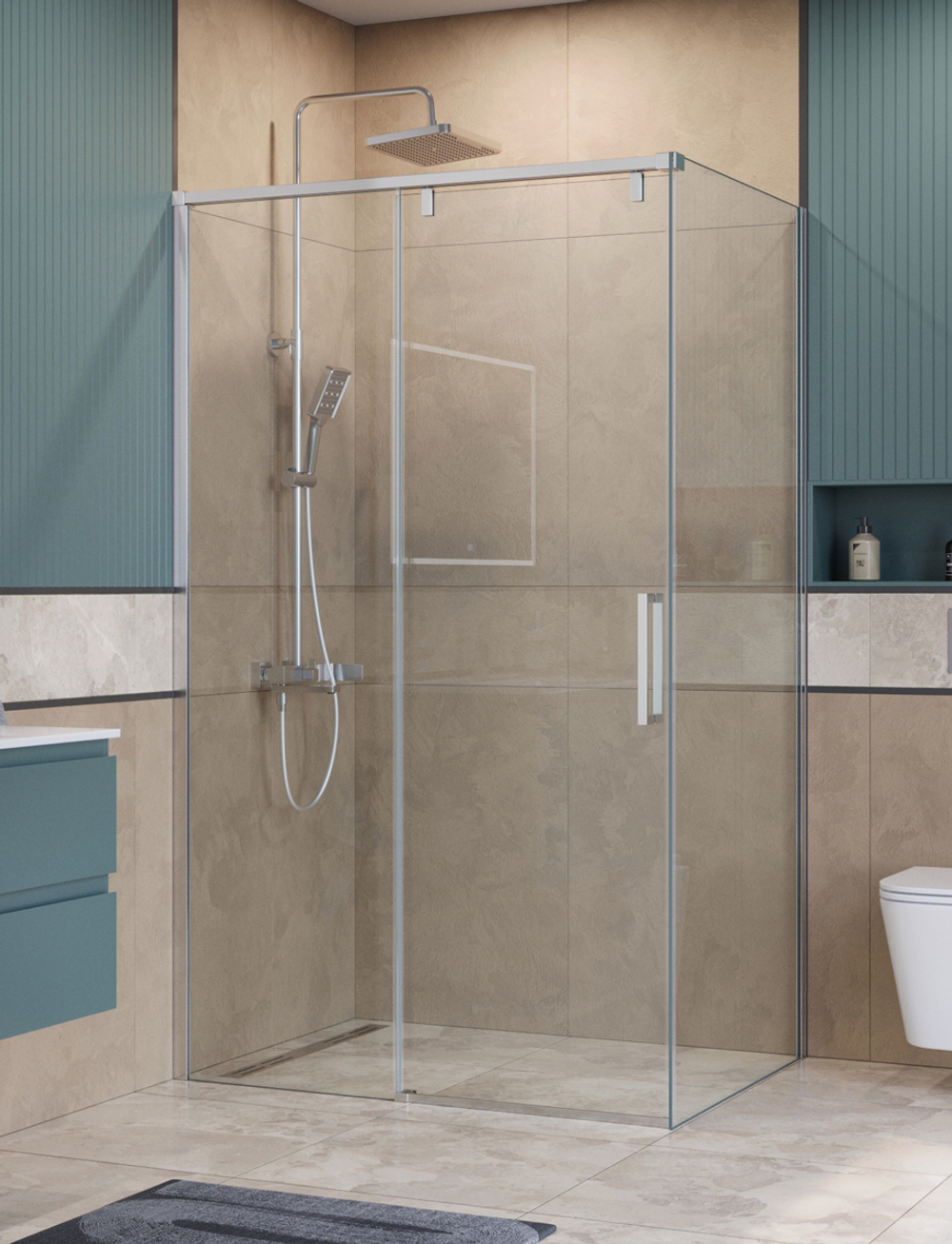 Душевой уголок 120*80см BelBagno SOFT_CLOSE-1-AH-1-120/80-C-Cr профиль хром, стекло прозрачное