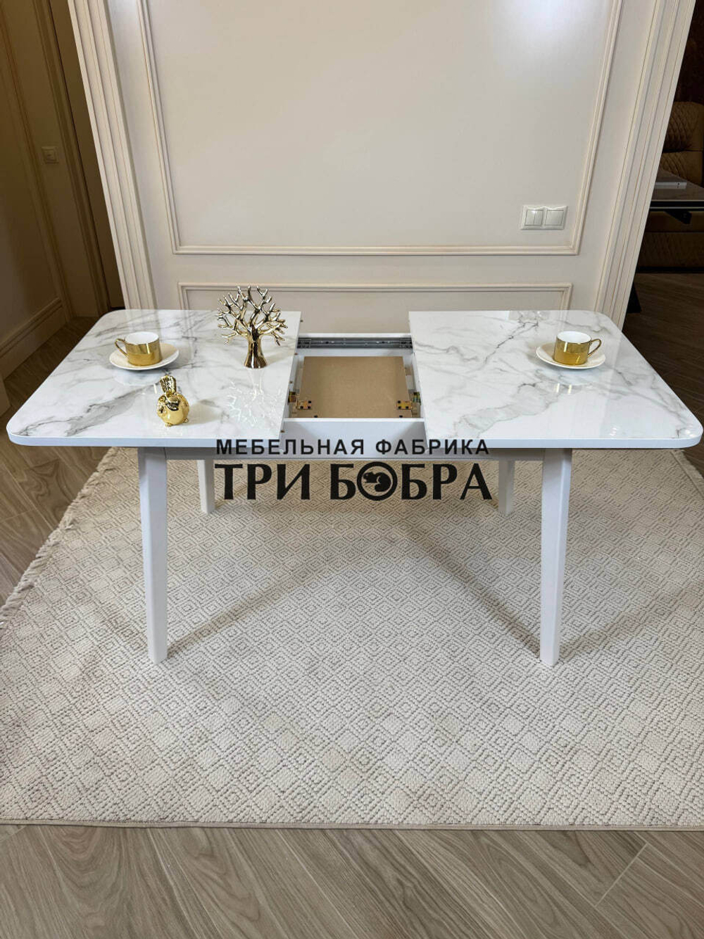Кухонный раздвижной стол "Модерн", мрамор Парфенон