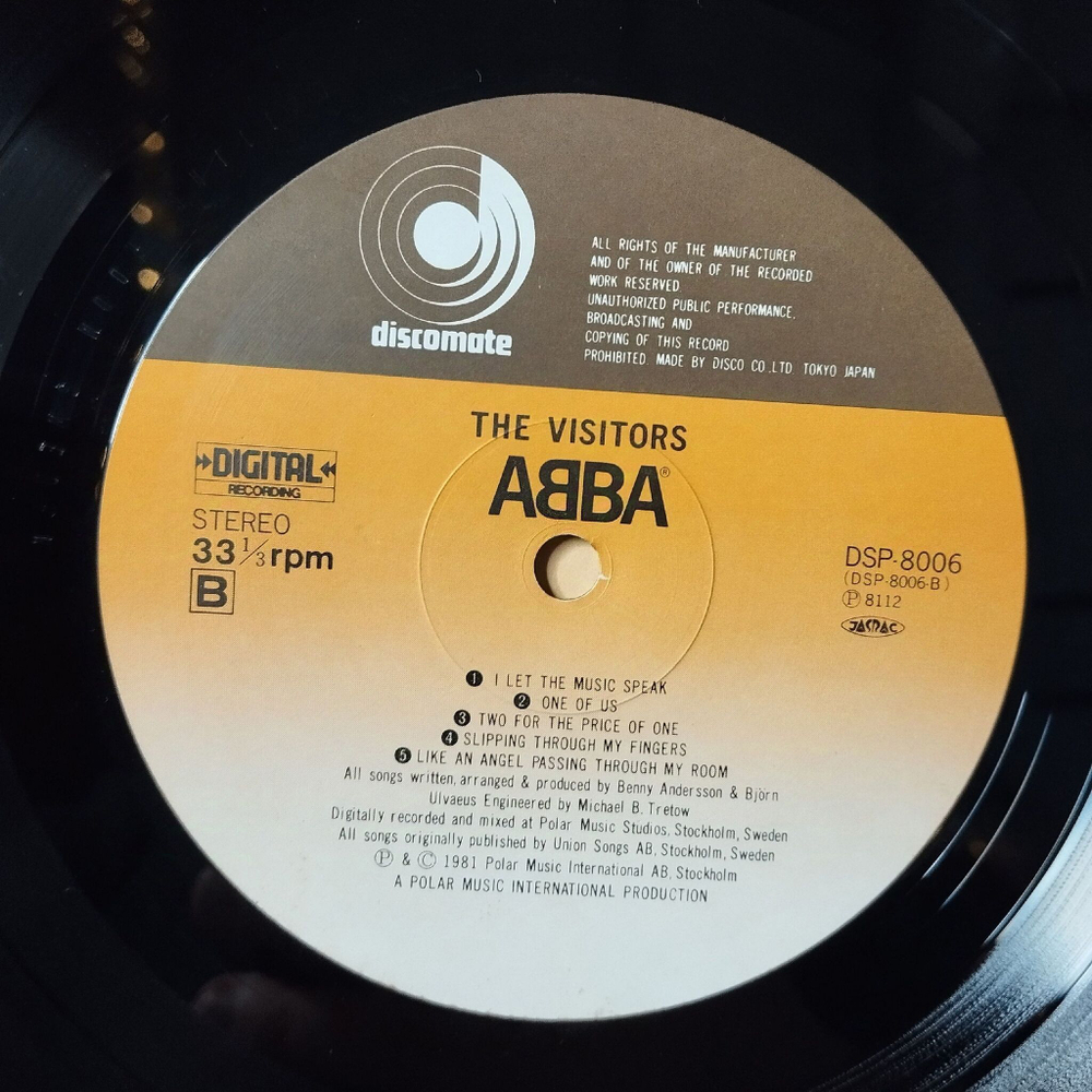 Винтажная виниловая пластинка LP ABBA The Visitors (Japan 1981) (Obi) DSP-8006