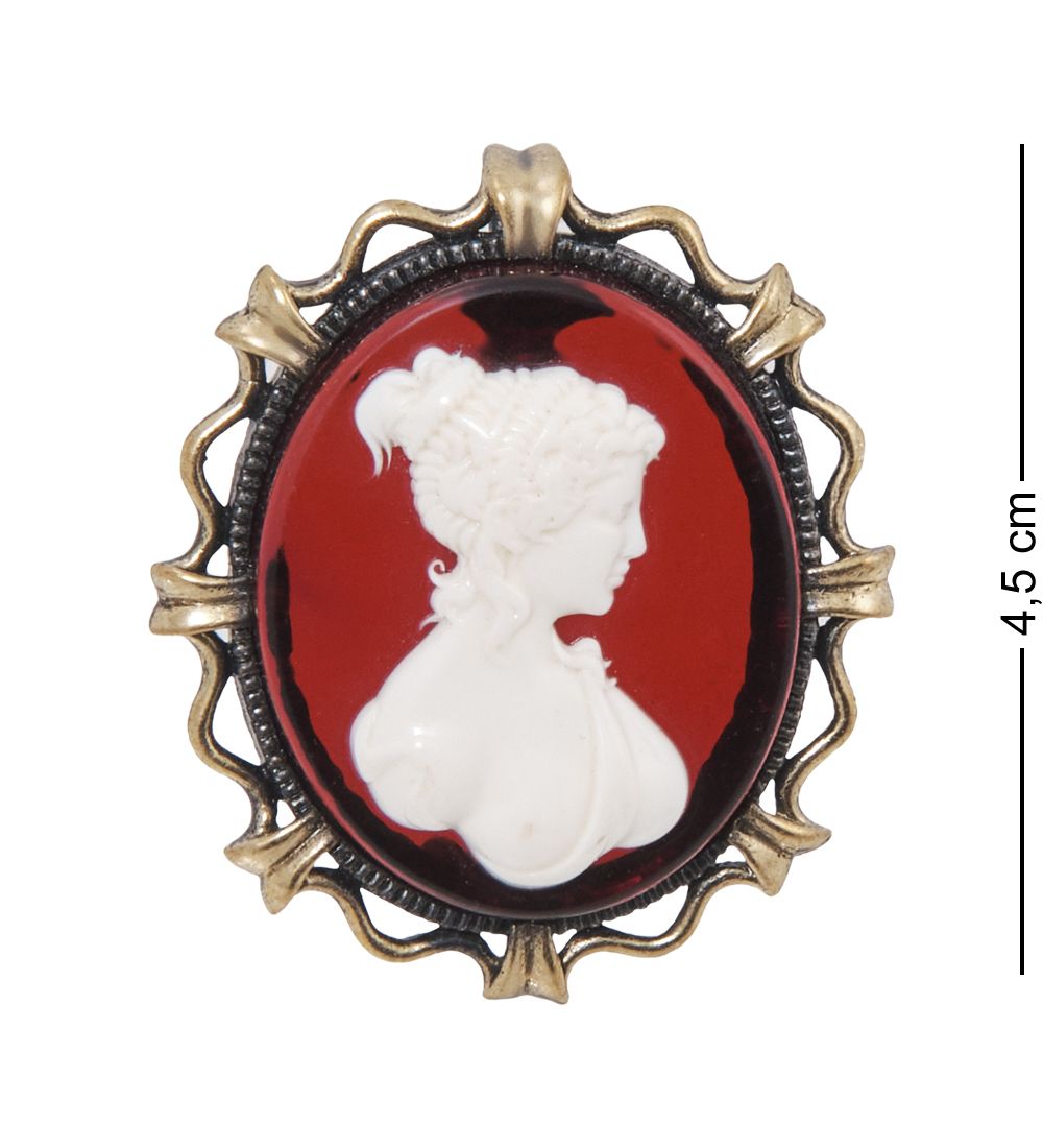 AM-2597/1 Брошь «Камея» (латунь, янтарь)