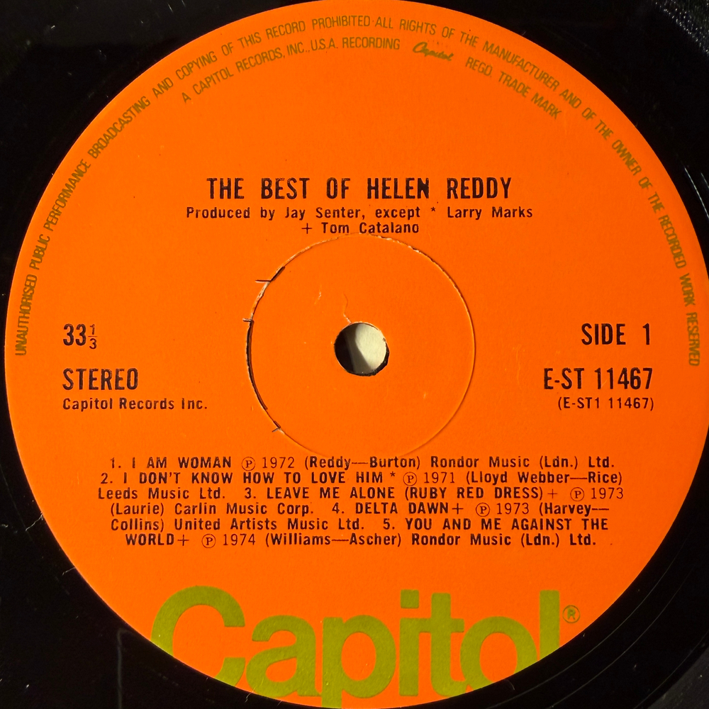 Helen Reddy ‎– The Best Of Helen Reddy (Англия 1976г.) Promo