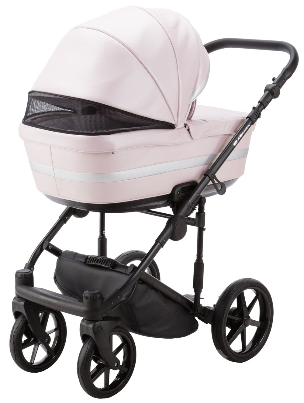 Детская коляска Adamex Rimini Deluxe 2 в 1 RI245 РОЗОВ.КОЖА+ СЕРЕБР.ОТДЕЛКА