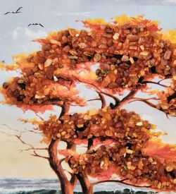 AMB-01/30 Картина «Берег мечты» (с янтарной крошкой) пласт.рамка 33х42см