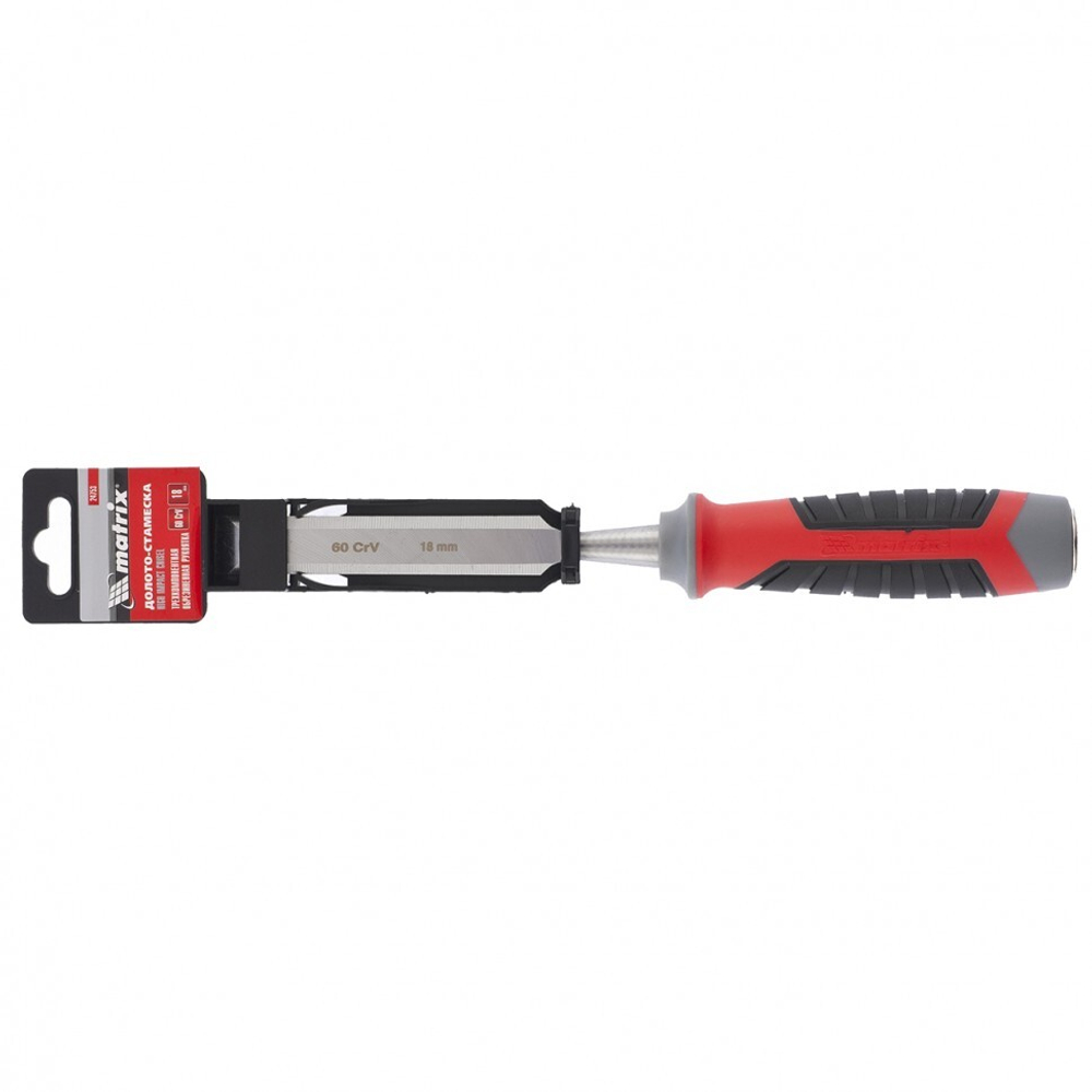 Долото-стамеска, 18 мм, 60 CrV, трехкомпонентная обрезиненная рукоятка Matrix