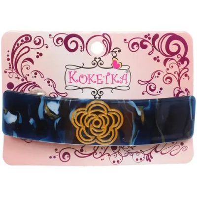 Заколка - автомат «ЭКЛЕР», форма прямоугольная, розалия, микс 5 цветов, 11*2,8см (блистер Кокетка)