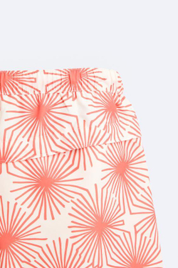 ZARA ПЛАВКИ КЛАССИЧЕСКОГО КРОЯ С ЦВЕТОЧНЫМ ПРИНТОМ, ОГНЕННО-КОРАЛЛОВЫЙ