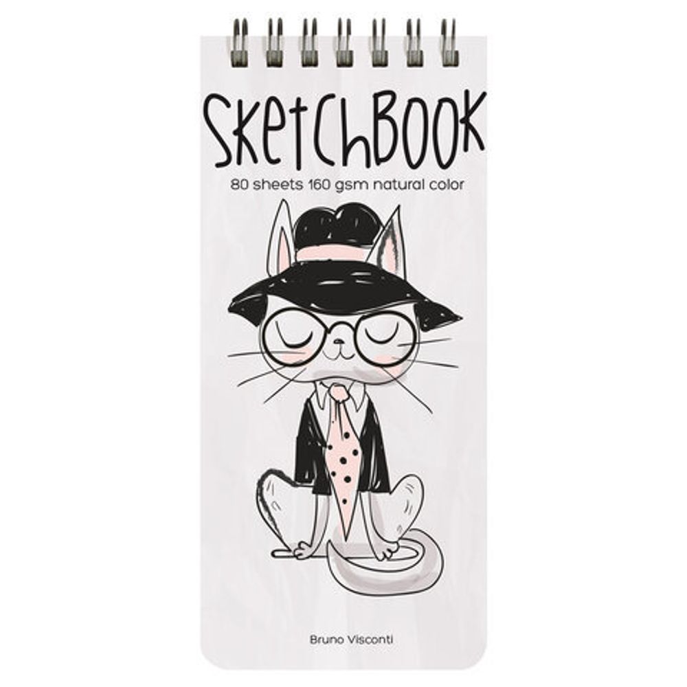 Скетчбук, белая бумага 160 г/м2, 105х220 мм, 80 л., гребень, "МИКС", 1-553/04