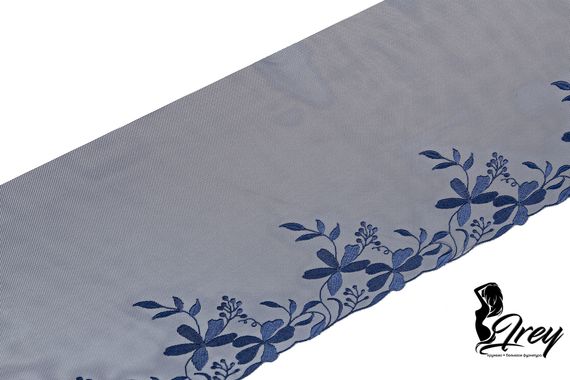 05-113 ОПТ Вышивка на неэл. сетке 22 см, т.синий (правая)