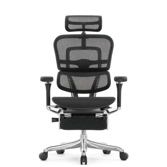 Кресло FALTO Ergohuman Luxury 2 с подножкой ( чёрный каркас /сетка чёрный T-168-B1 Black )