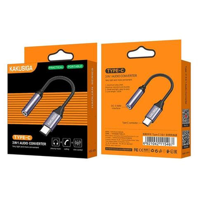 Переходник Kakusiga KSC-428 AUX / Type-C черный 10 см