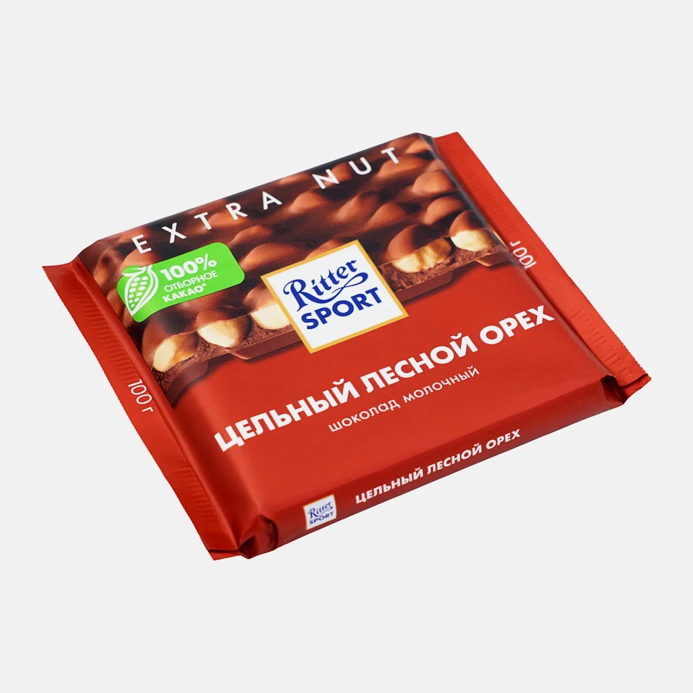 Шоколад Молочный Цельный лесной орех Ritter Sport 100г