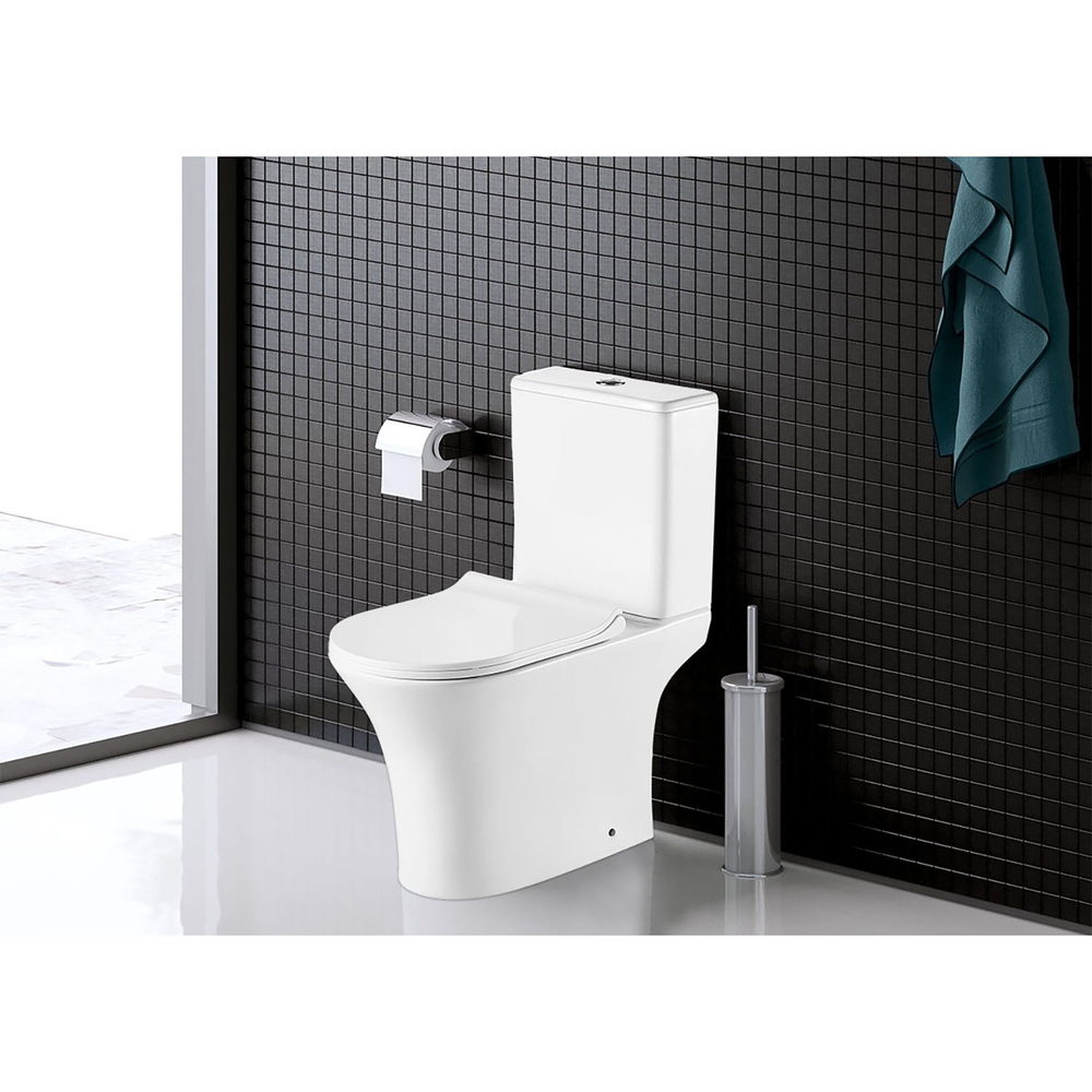 Унитаз-компакт безободковый Azario Fretta Round AZ-7121-G с крышкой-сиденьем микролифт, белый