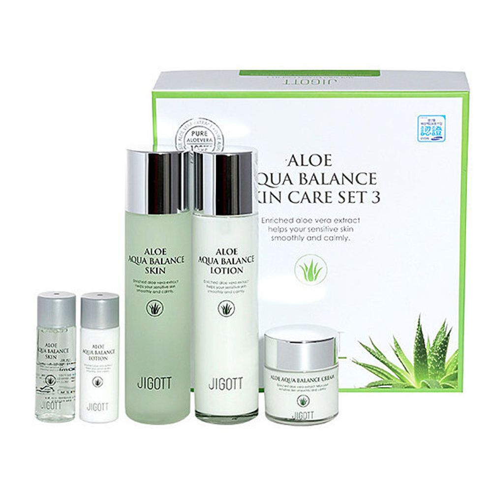 Набор уходовых средств для лица с алоэ JIGOTT Aloe Aqua Balance Skin Care