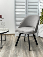 Стул М-City DISAUR Дуна (Duna) поворотный на поворотный на 360 градусов, B22 Серый, Велюр, Черный каркас