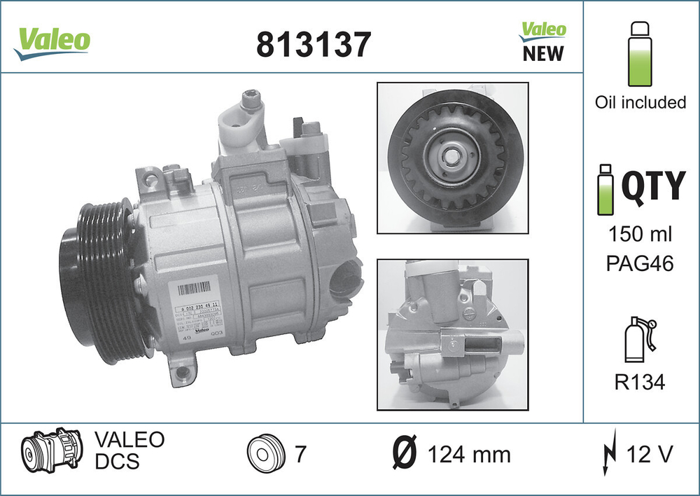 VALEO - 813137-VAL - Compressor, air conditioning - Povrat artikla narucenog iz Njemacke nije moguc.