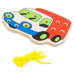 Шнуровка "Грузовик", развивающая игрушка для детей, обучающая игра из дерева