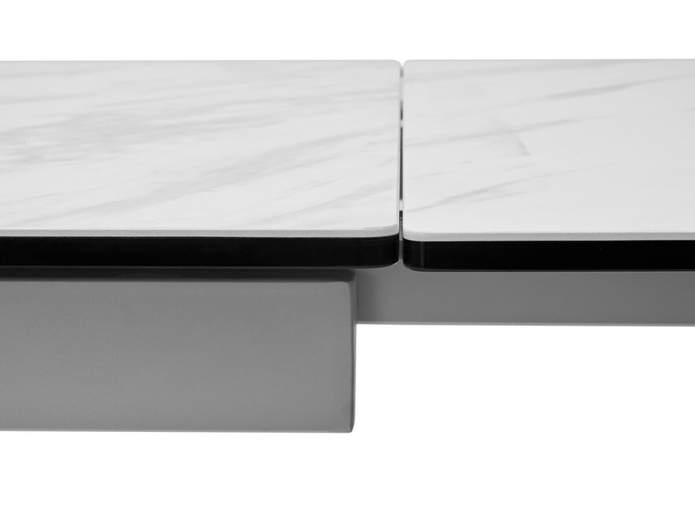 Стол BELLUNO 160 MARBLES KL-99 Белый мрамор матовый, итальянская керамика/ белый каркас, ®DISAUR