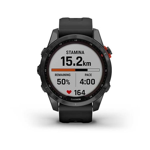 Умные часы Garmin FENIX 7S Solar серый с черным силиконовым ремешком