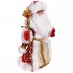 Дед Мороз музыкальный 40 см в красно-золотой шубе с посохом