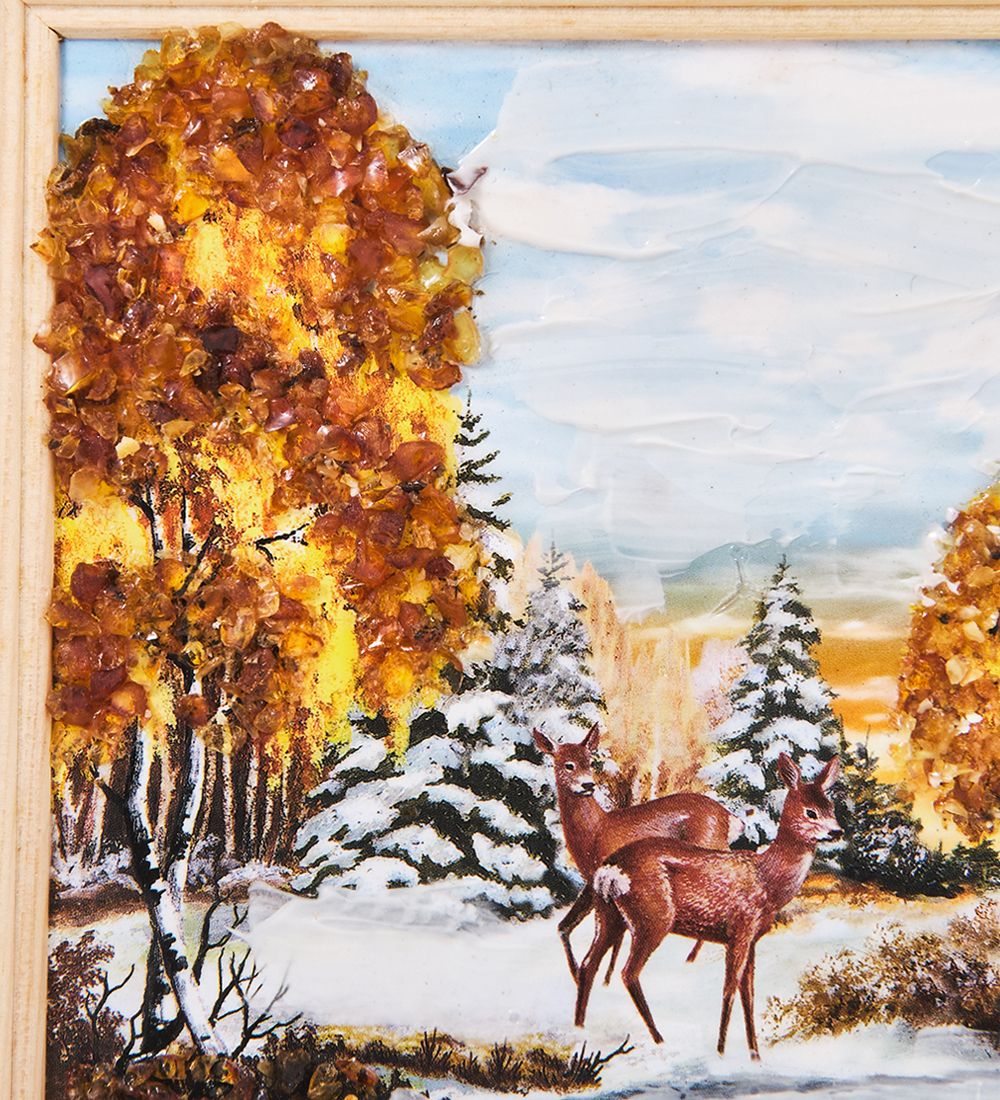 AMB-03/47 Картина «Красота природы» (с янтарной крошкой) H-32см