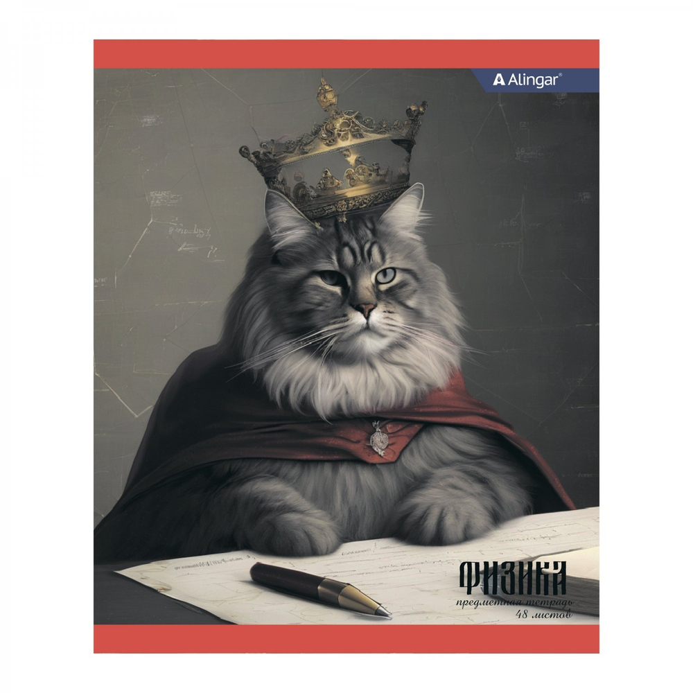 Комплект предметных тетрадей А5 48л., 10 предметов, со справ матер, скрепка, мелов. картон (стандарт), блок офсет, Alingar "Коронованные коты"
