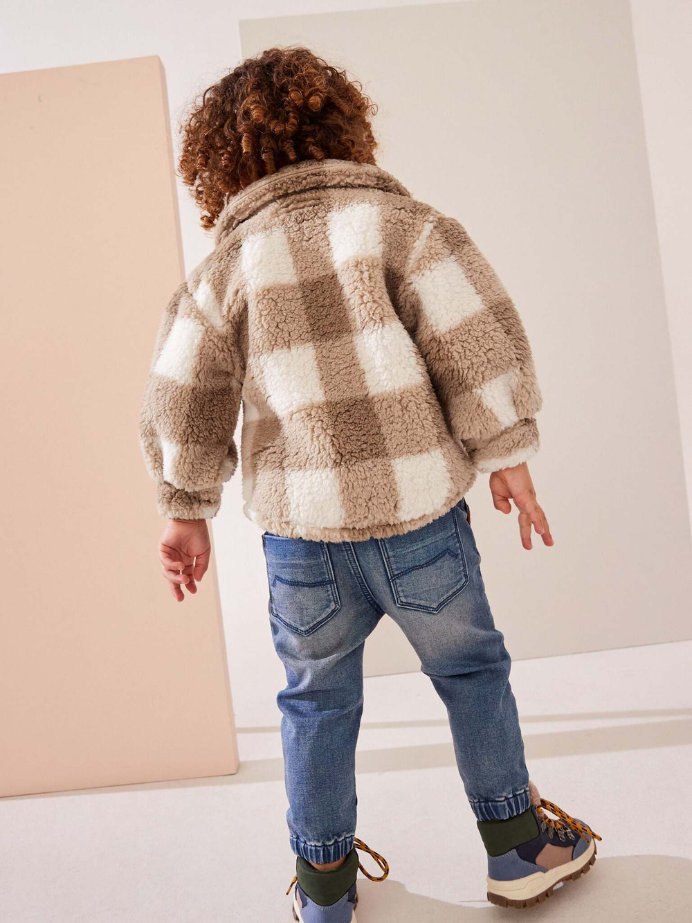 Куртка флисовая для мальчика Next K83-421, Коричневый, Молочный