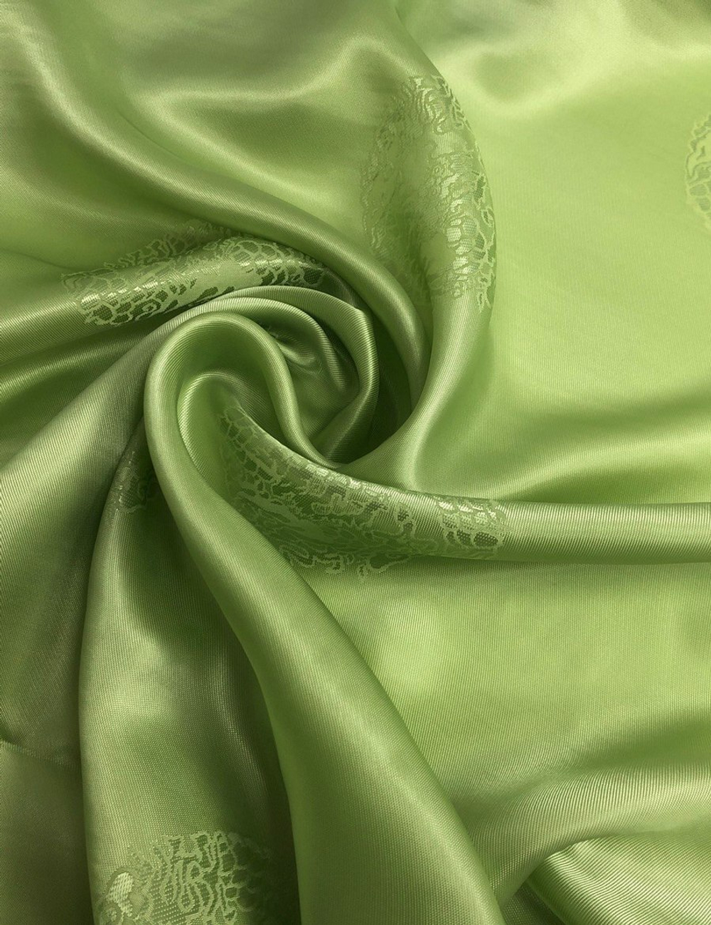 Подклад салатовый, вискоза жаккард круг/дракон