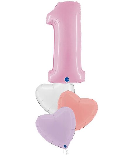 Фонтан с цифрой "В розовом цвете с сердечками"