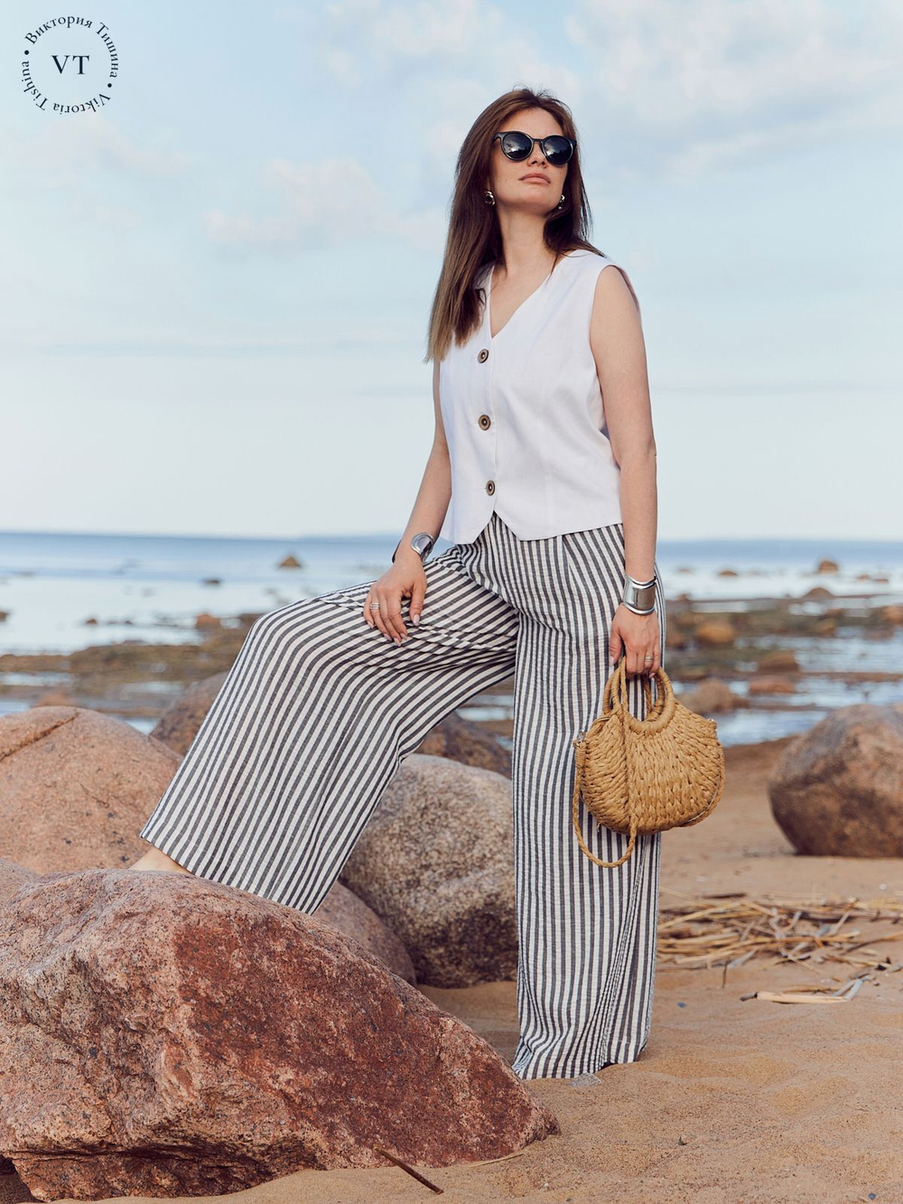 Брюки летние женские, Модный дом Виктории Тишиной, Жади, размер 52