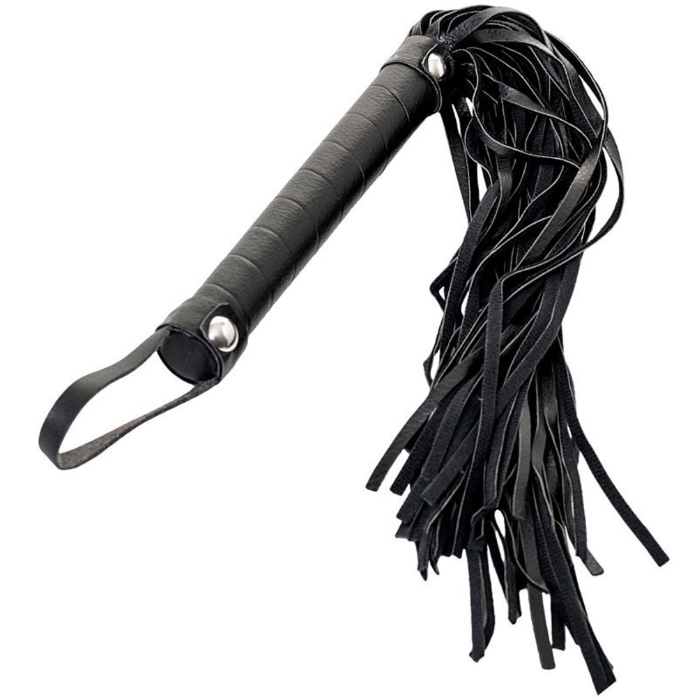 Набор для БДСМ-игры: ремни, плетка, наручники, оковы и маска (Цвет: черный)