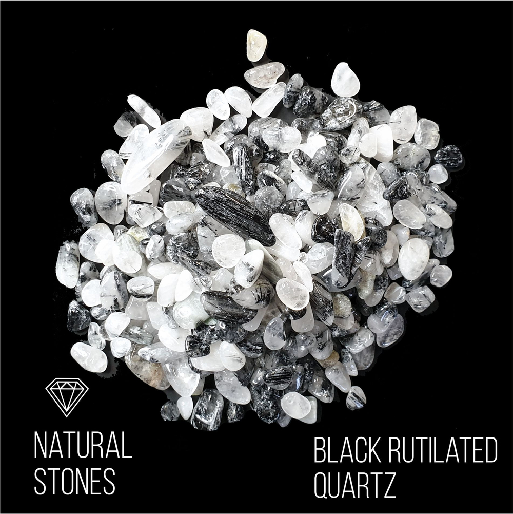 Натуральный камень Black Rutilated Quarts (Волосатик), 10-15 мм, 100гр