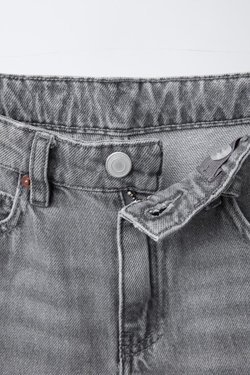 ZARA ДЖИНСЫ WIDE LEG С НАШИВКОЙ «ЗВЕЗДЫ», СЕРЫЙ