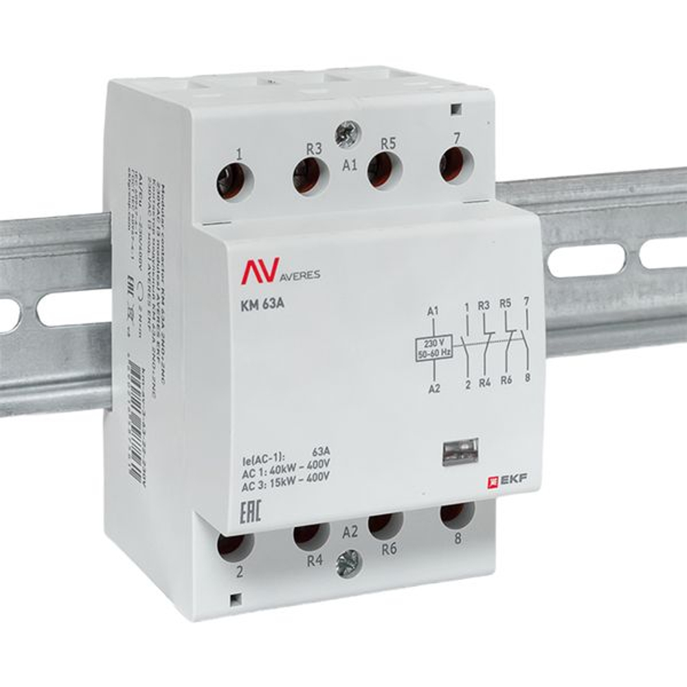 Контактор модульный КМ 63А 2NO+2NC 230В АС (3 мод.) AVERES EKF
