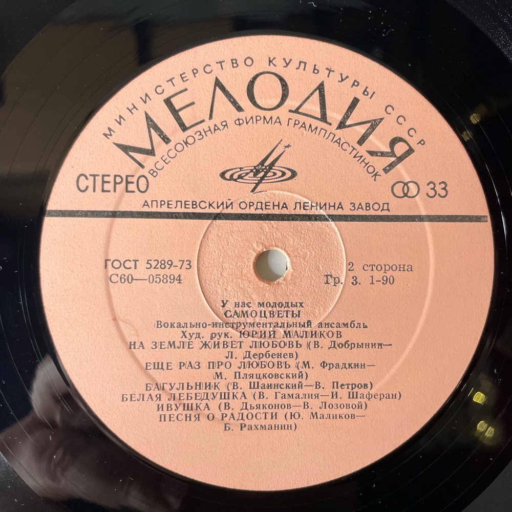 Винтажная виниловая пластинка LP Самоцветы У Нас Молодых (СССР 1975)