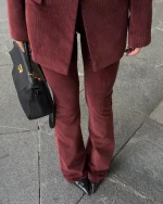 Брюки-клеш вельвет, Бордовый