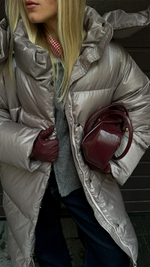 MIDI пуховик с объемным капюшоном, Beige Pink🐨🐨🐨