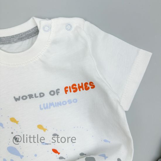Комплект хлопковый "World of fishes" белый/серый