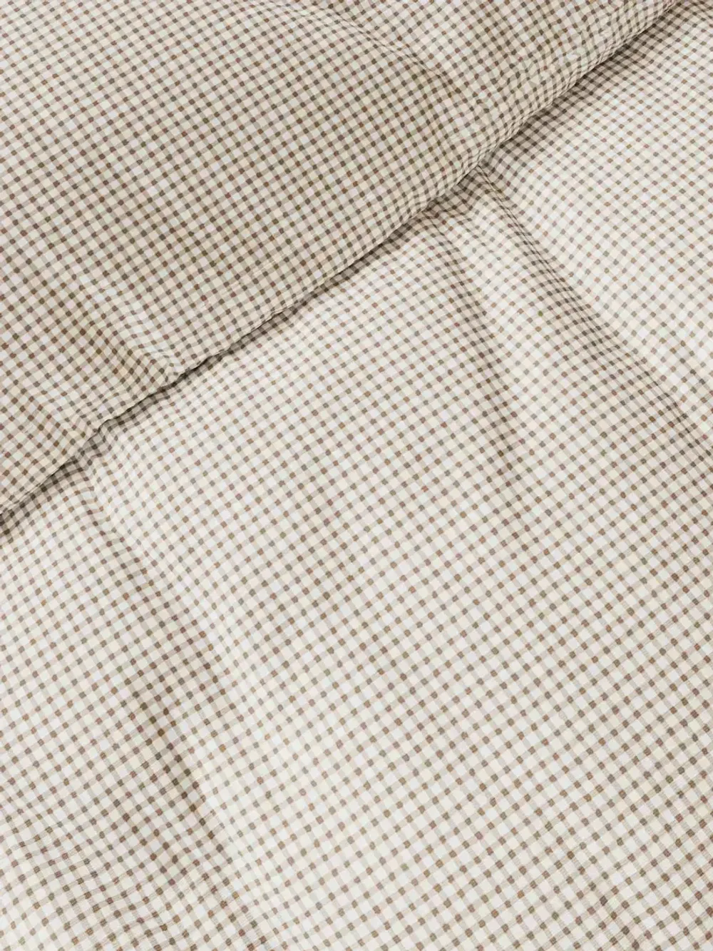 Декоративная наволочка с рюшами, оборками "Бежевая клеточка" 50х70 см, 1 шт, без молнии